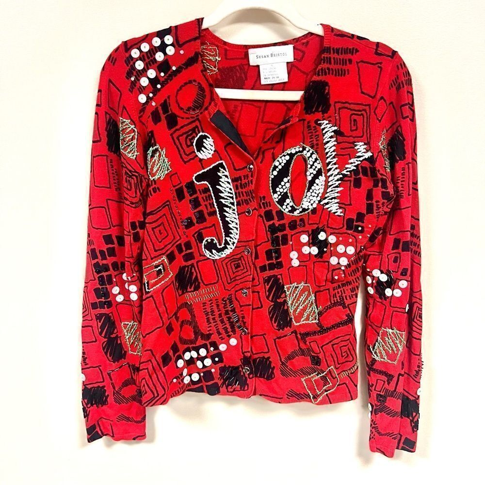 Vintage Susan Bristol holiday cardigan. Size M